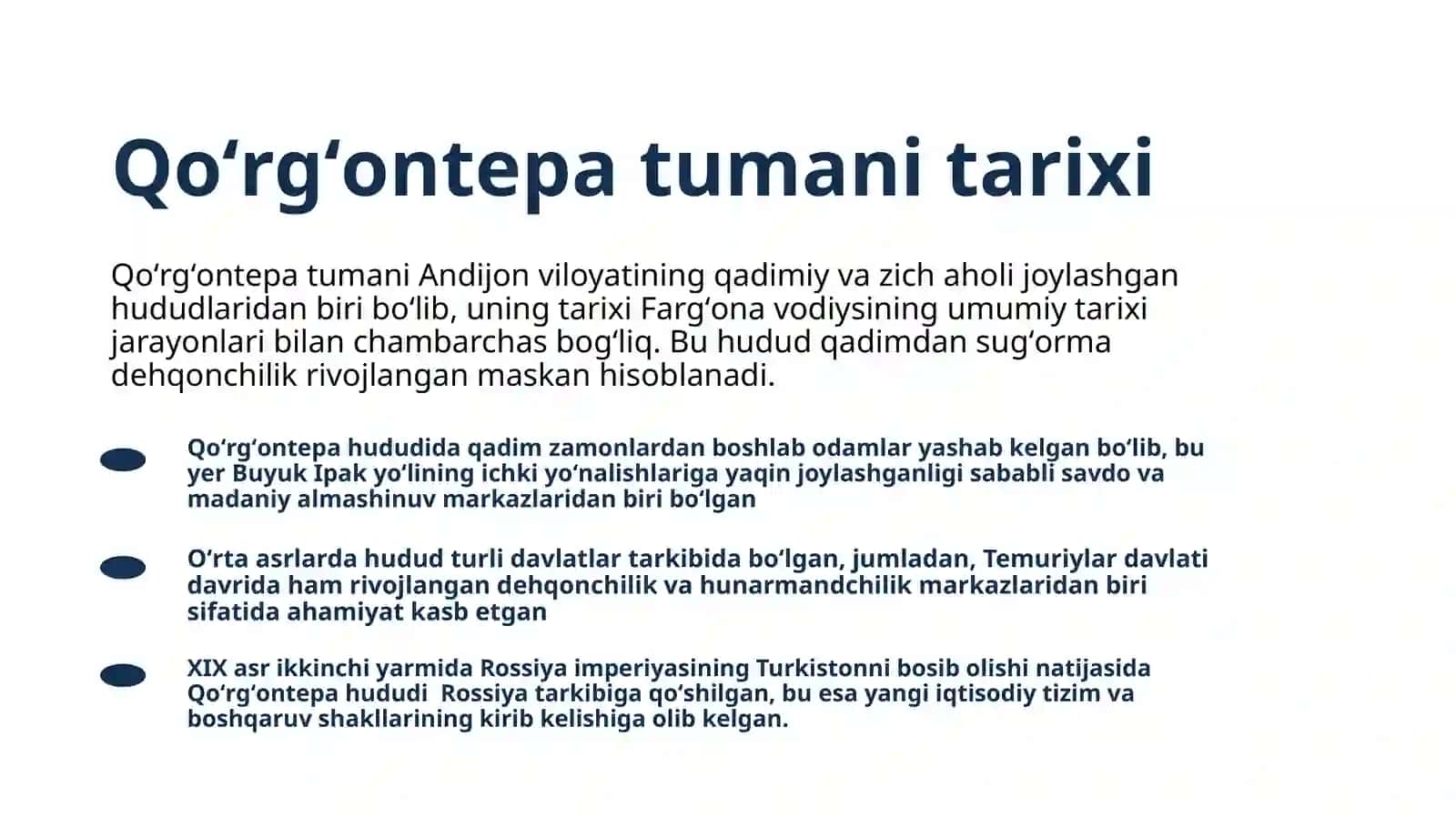 Andijon viloyati Qoʻrgʻontepa tumani tarixi migratsiyasi va ijtimoiy-iqtisodiy hayoti 3