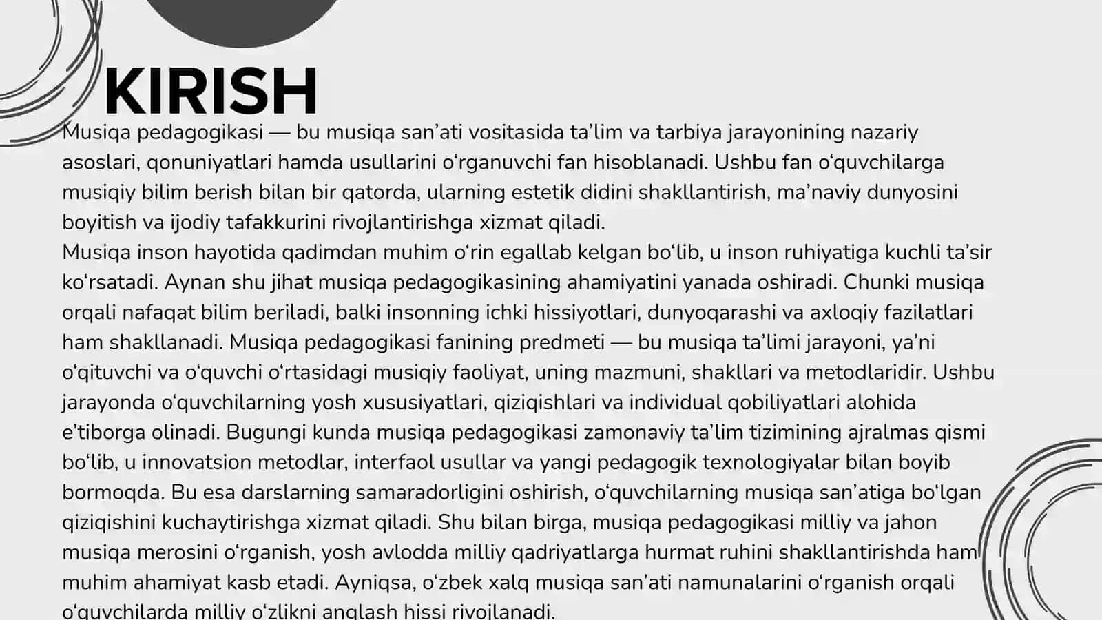 Musiqa pedagogika fanining predmeti va ahamiyati 3
