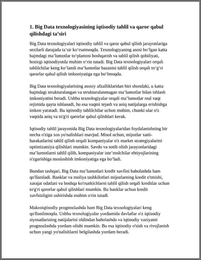 BIG DATA TEXNOLOGIYASININING IQTISODIY TAHLILDAGI AHAMIYATI 3