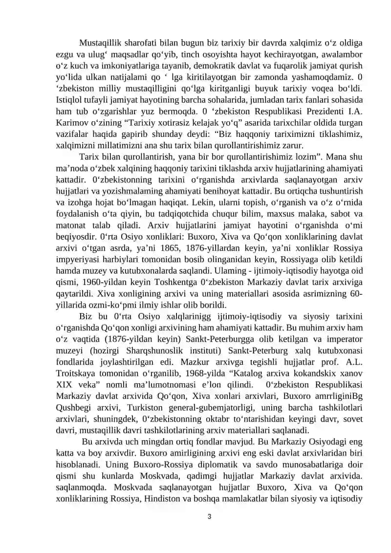O’rta Osiyo xonliklari davrida arxiv ishi. 3