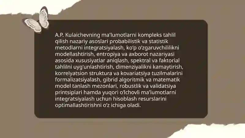 Ma'lumotlarni kompleks tahlil qilish metodlari va vositalari boʻyicha A.P. Kulaichev tadqiqotlari 3