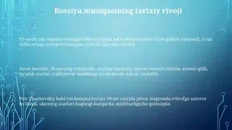 Rus musiqasi tarixi va uning Markaziy Osiyo musiqasiga ta'siri 3