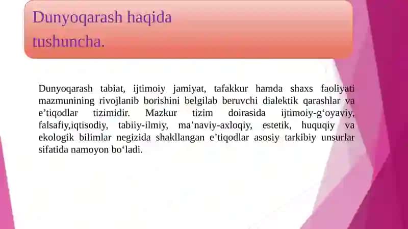 Tarbiya jarayonining  mazmuni ( aqliy,axloqiy,jismoniy estetik, ekologik tarbiya) 3