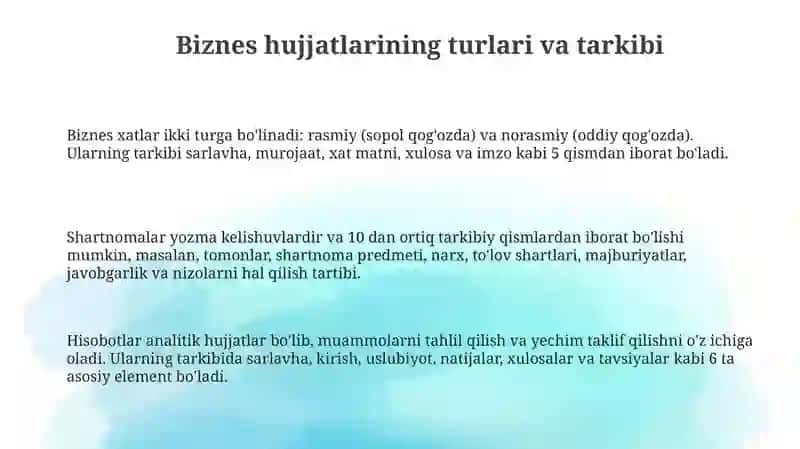 Biznes hujjatlari 3