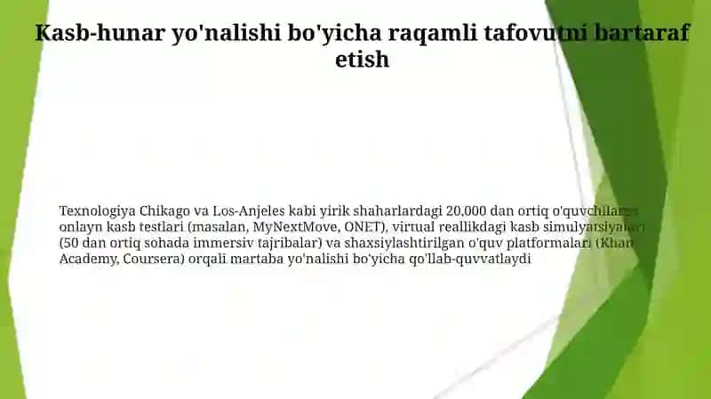 Texnologiya Chikago va Los-Anjeles kabi yirik shaharlardagi 20,000 dan ortiq o'quvchilarga onlayn kasb testlari 3