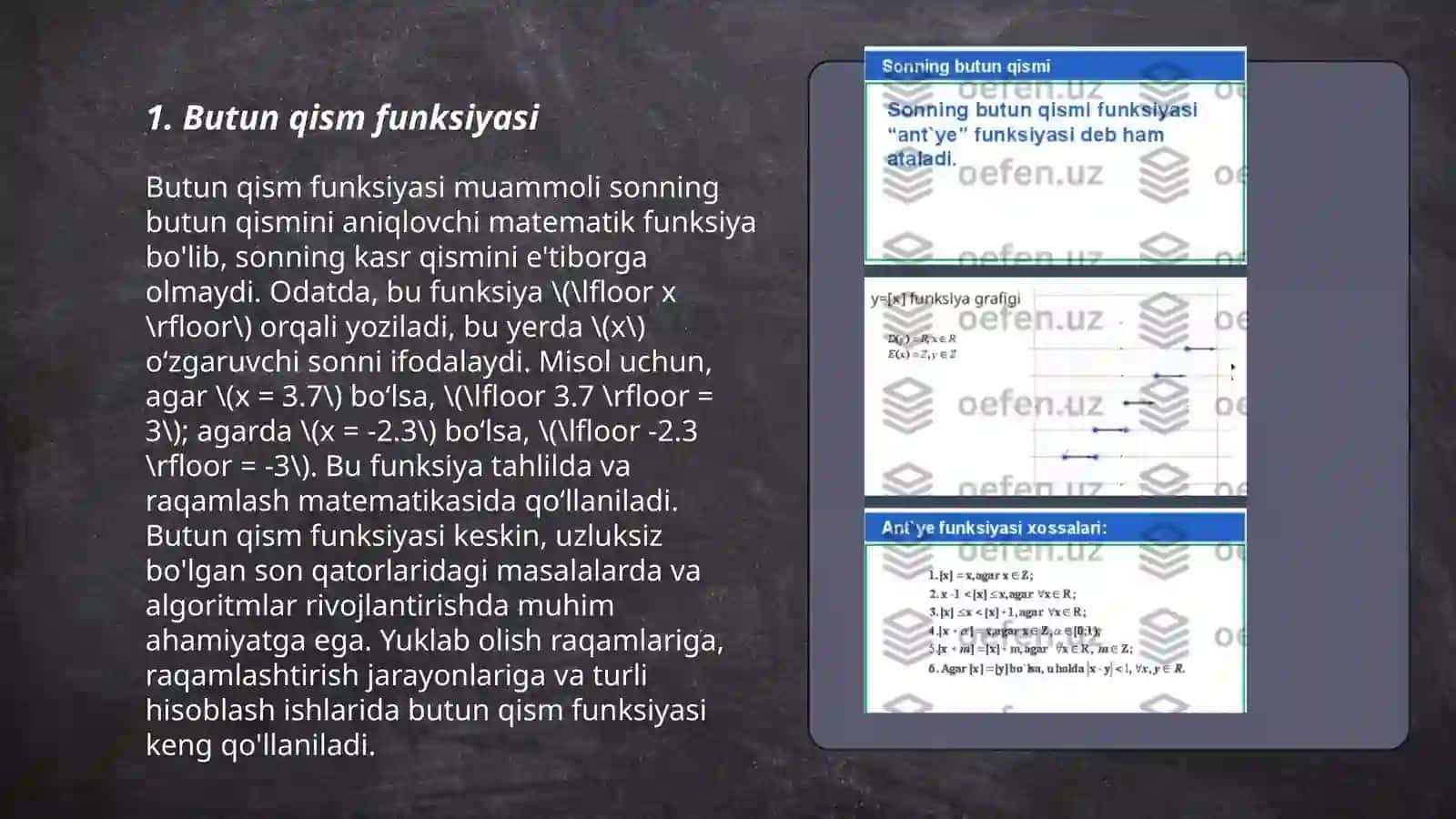 Butun qism va kasr qism funksiyalari 3