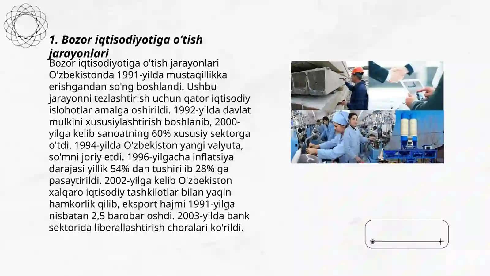 Bozor iqtisodiyotiga õtilishi kichik biznes va xususiy tadbirkorlikning rivojlantirilishi 3