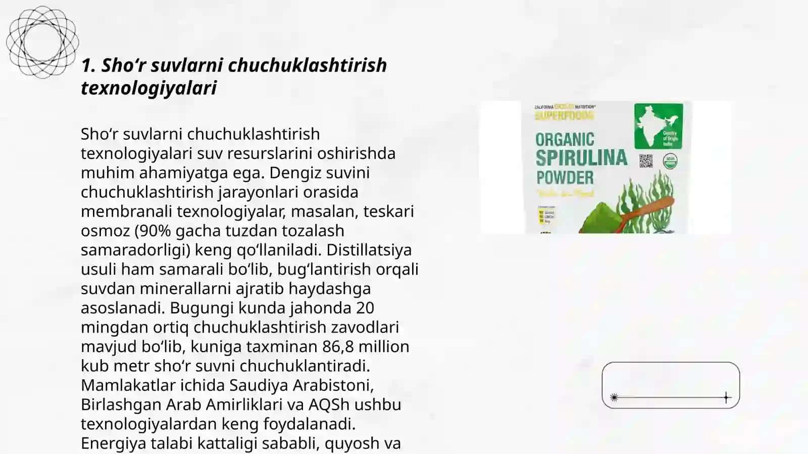 Shoʻr suvlarni chuchuklashtirish texnologiyalari 3