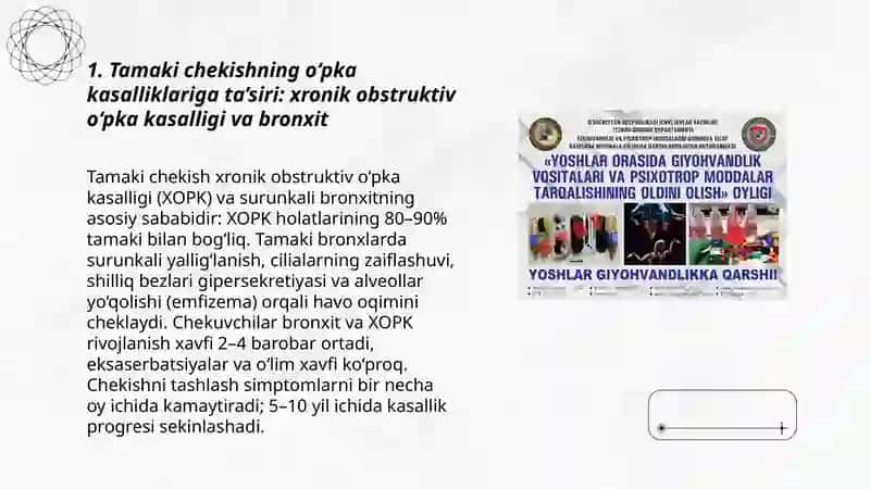 Tamaki mahsulotlarini chekishni oqibatlari hamda oldini olish 3