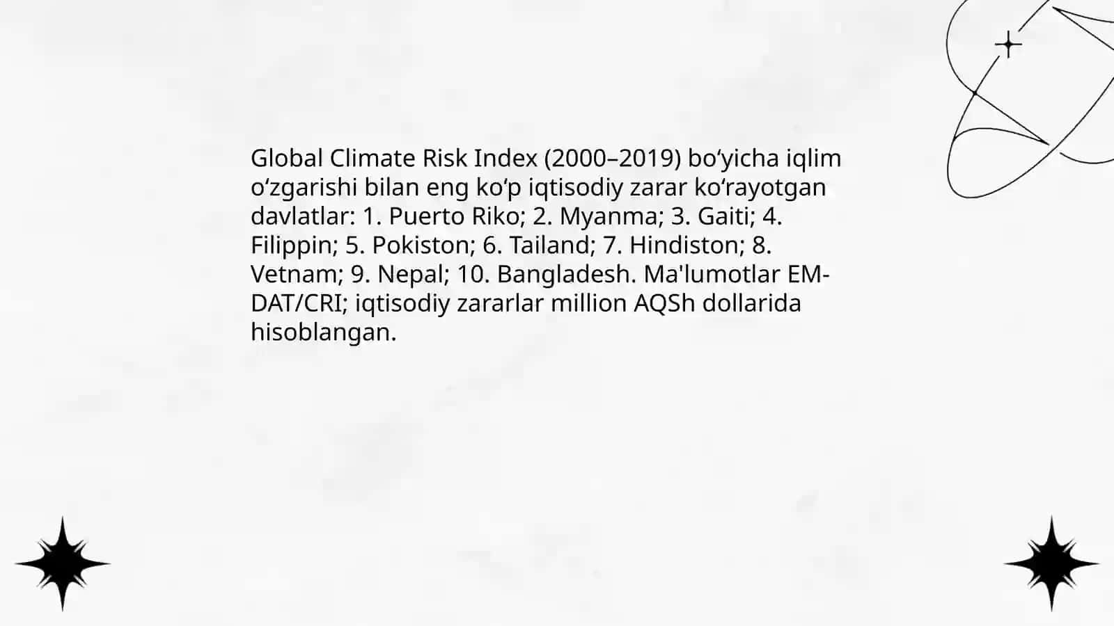Iqlim o'zgarishi qaysi davlatga qimmatga tushyapti 3