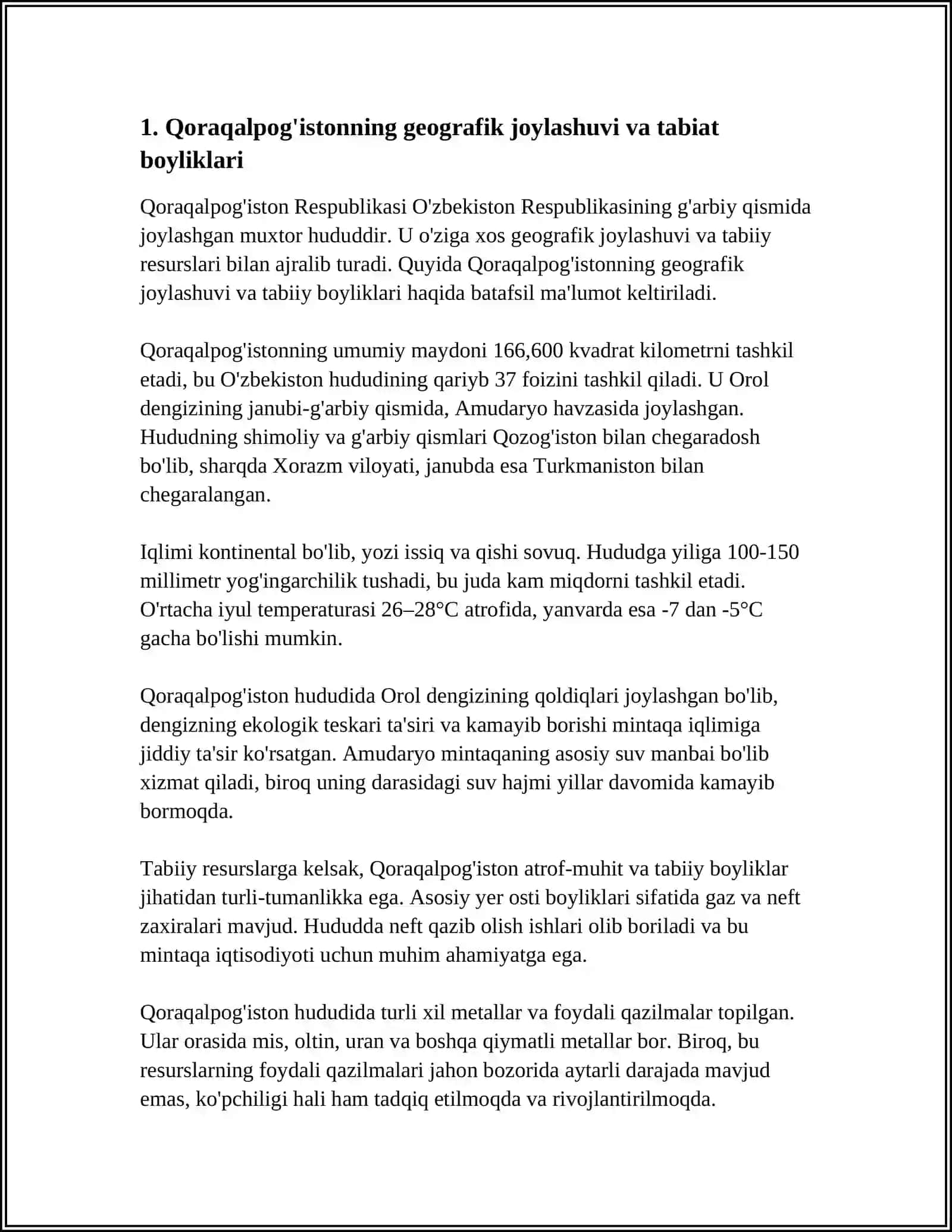QORAQALPOQISTONDA TABIIY ILIMLARNING RIVOJLANISHI, OʻSIMLIKLAR EKALOGIYASI, HAYVONLAR EKALOGIYASI 3