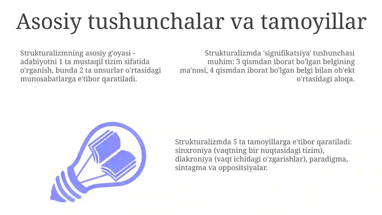 A.Rasulovning "Badiiylik bezavol yangilik " kitobidan strukturalizm asarini oʼqib oʼrganish 3