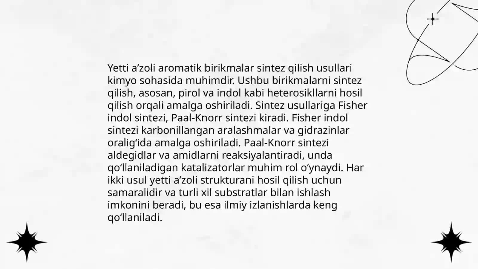 Yetti a’zoli aromatik birikmalar sintezi 3