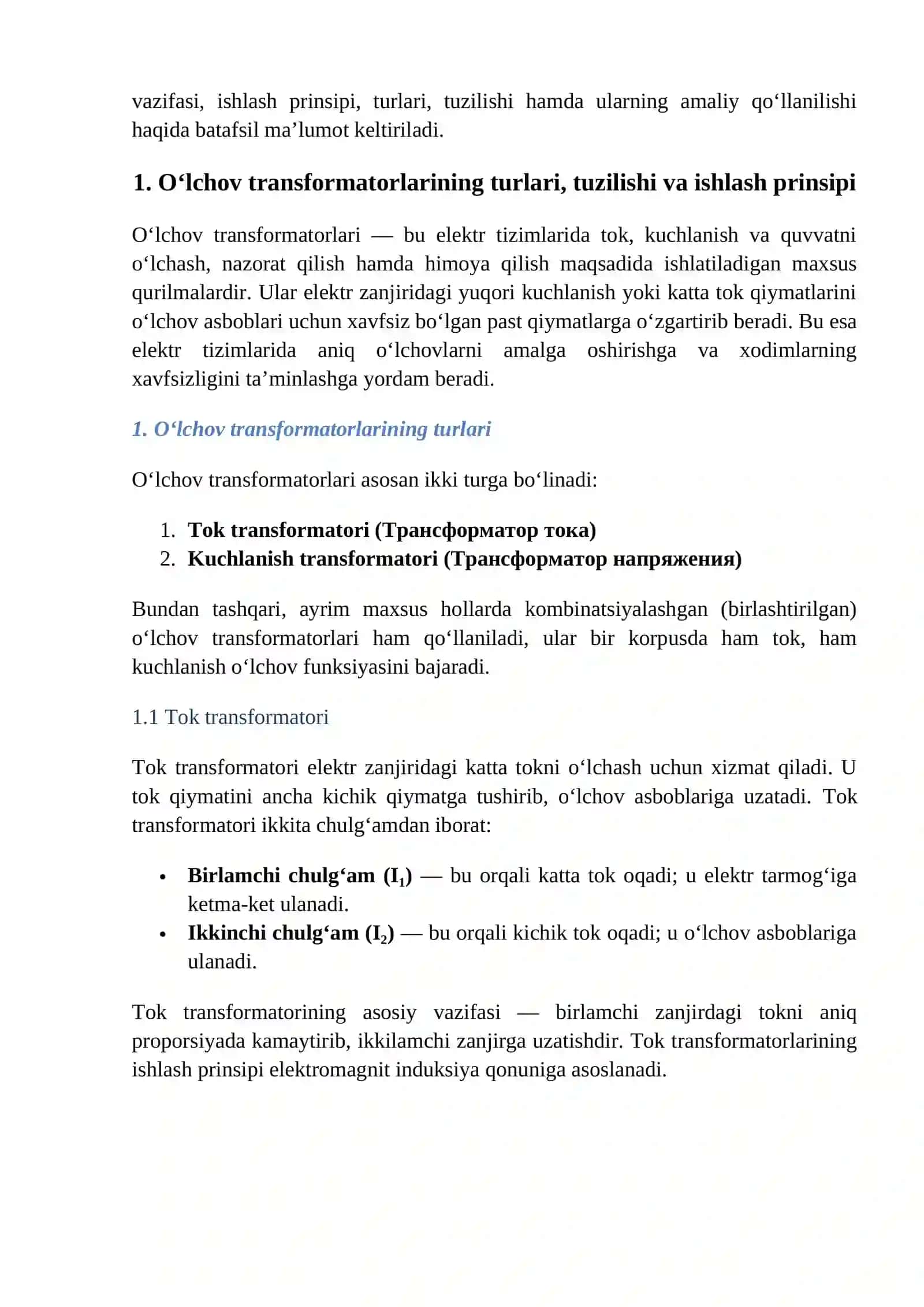O‘lchov transformatorlari 3