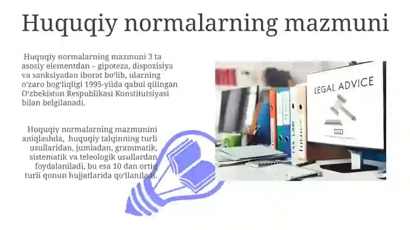 Huquqiy normalarning tarkibi turlari va ifoda etuvchi usullari 3