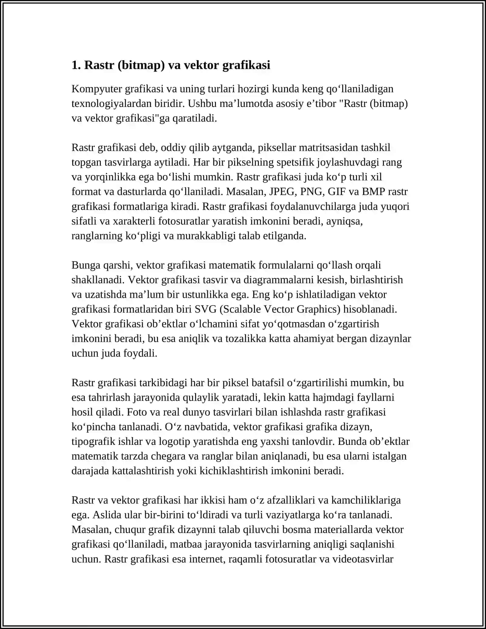 KOMPYUTER GRAFIKASI VA UNING TURLARI 3