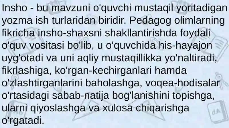 Darsliklardagi insho uchun berilgan materiallarni tahlil qilish 3