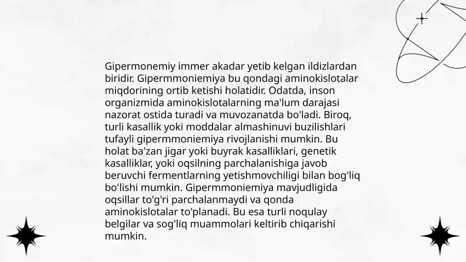 Giperammoniemiya turlari, ularning tashxis qoʻyishda klinik ahamiyati 3