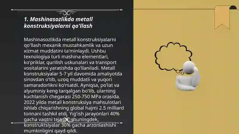 Mashinasozlikda metall konstruksiyalarni qo'llash 3