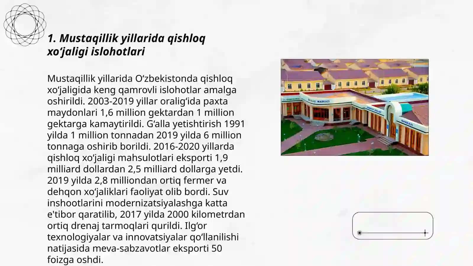 Mustaqillik yillarida qishloq xo‘jaligi va sanoat sohasidagi o‘zgarishlar 3