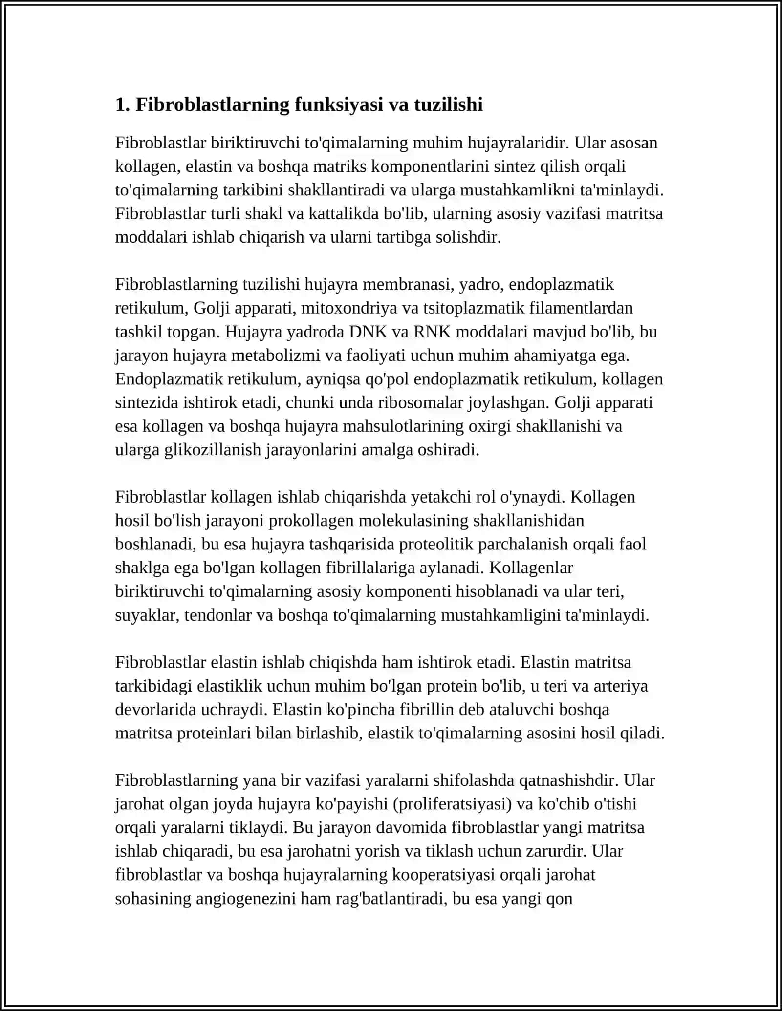 FIBROBLASTLARNING JAROHATNING BITISHI VA CHANDIQ HOSIL BO'LISHIDAGI ROLI 3