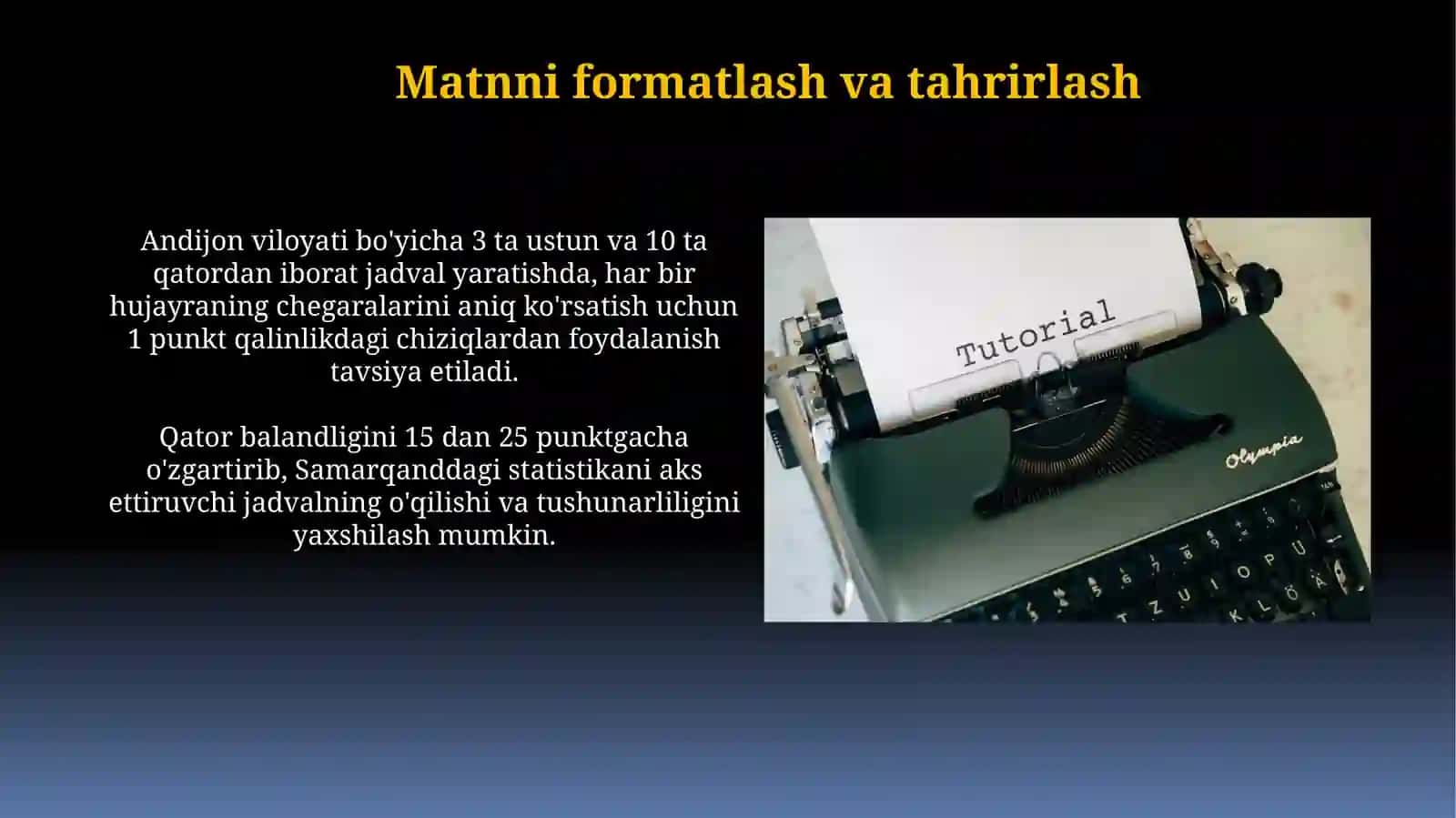 Word tahrirlagichda jadval yaratish va formatlash 3