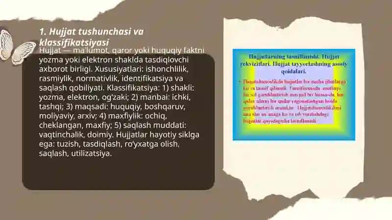 Hujjat turlari va xususiyatlari 3