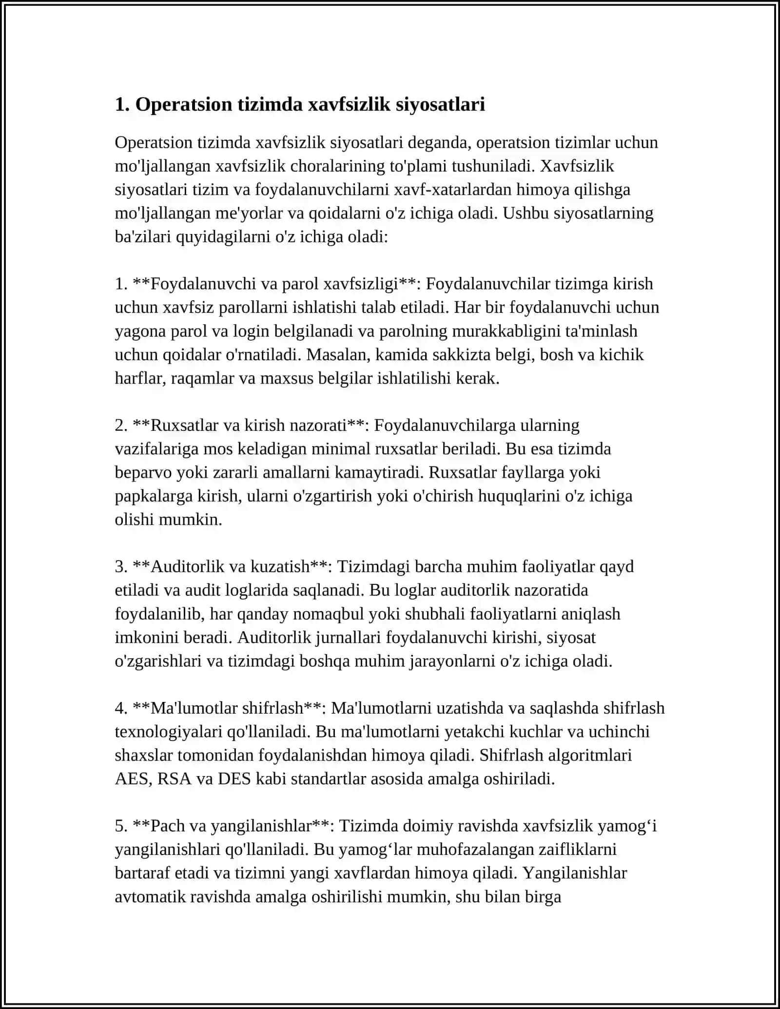 ОPERATSION TIZIM XAVFSIZLIGI, MUAMOLAR VA YECHIMLAR 3