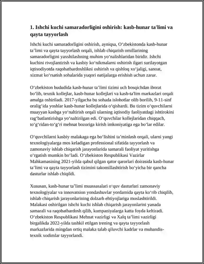 O‘ZBEKISTONDA ISHLAB CHIQARISH OMILLARI SAMARADORLIGINI OSHIRISH YOLLARI 3