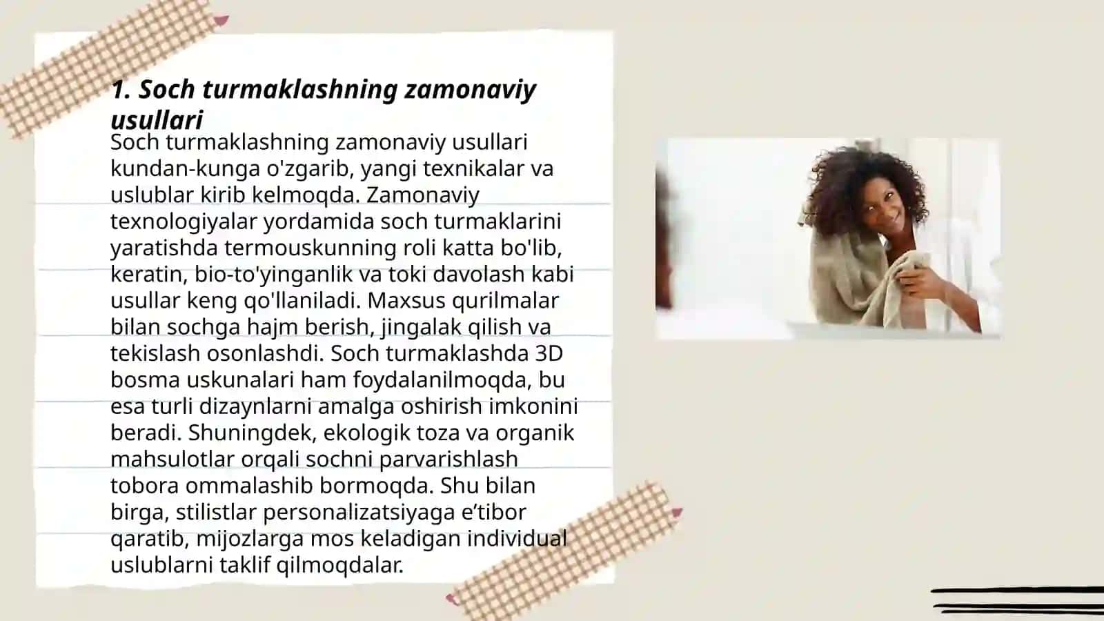 Soch turmaklash va parvarish qilish 3