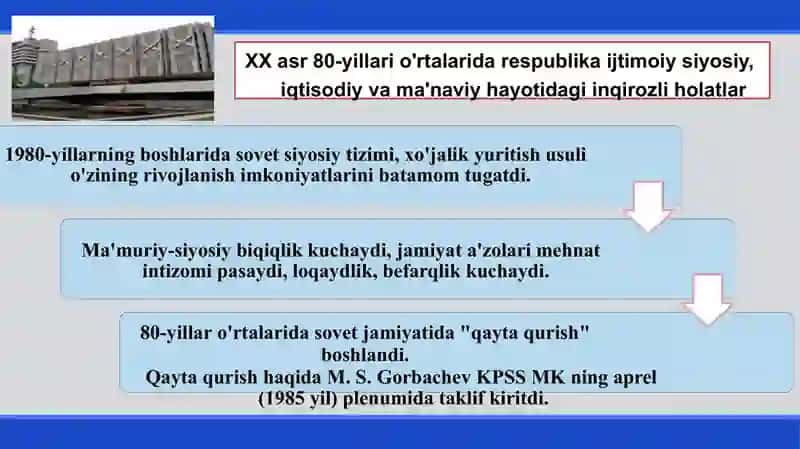 SSSR DA IJTIMOIY SIYOSIY INQIROZNING KUCHAYISHI: OʻZBEKISTON MUSTAQILLIKKA ERISHISH OSTONASIDA 3