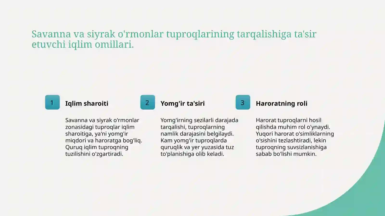 Savanna va siyrak o'rmonlar tabiat zonasi tuproqlari 3