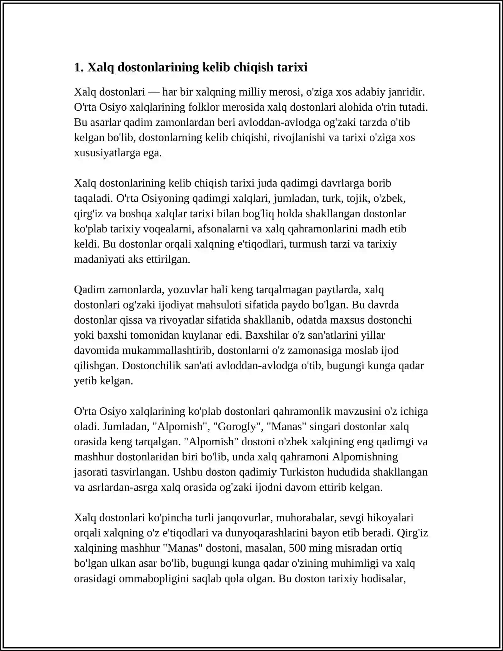 XALQ DOSTONLARINING VARIANTLARI MAVZUSIDA REFERAT 3