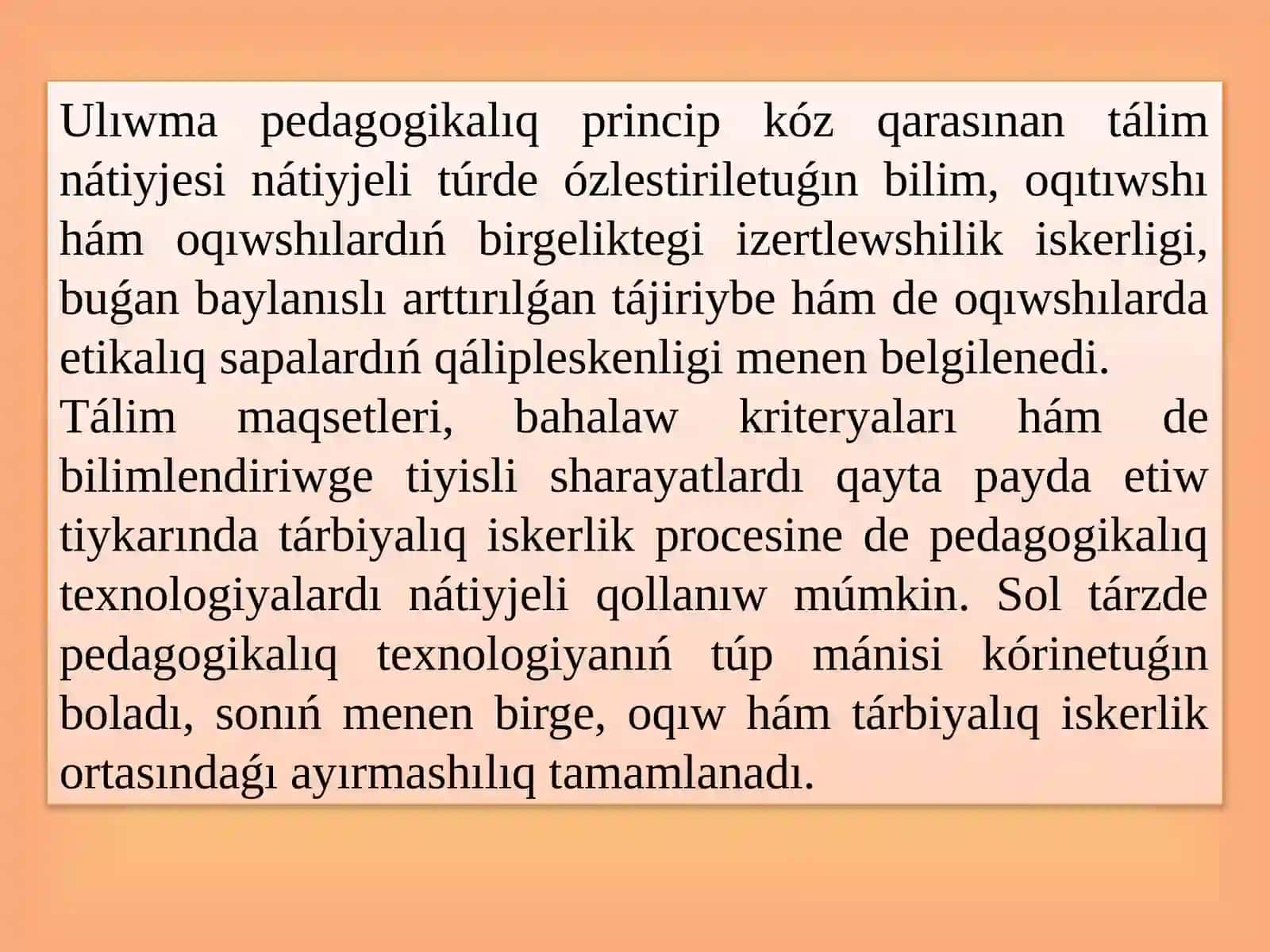 Zamanagóy mektepke shekem tálim shólkemlerinde shólkemlestiriw iskerliginiń áhmiyeti 3