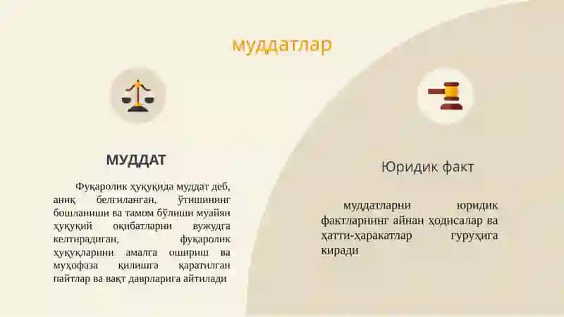 Фуқаролик ҳуқуқидамуддатлар ва даъво муддати 3