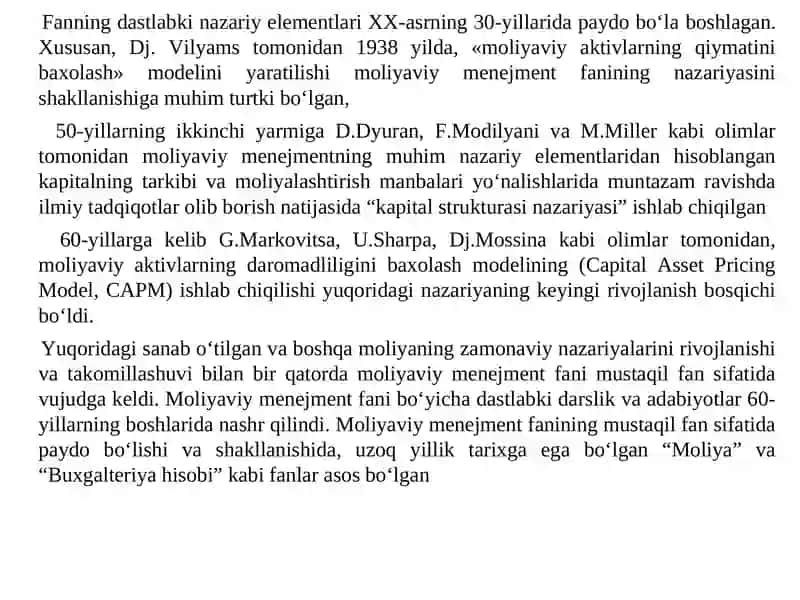 Moliyaviy Menejment Fanining Predmeti, Obyekti, Maqsad va Vazifalari 3