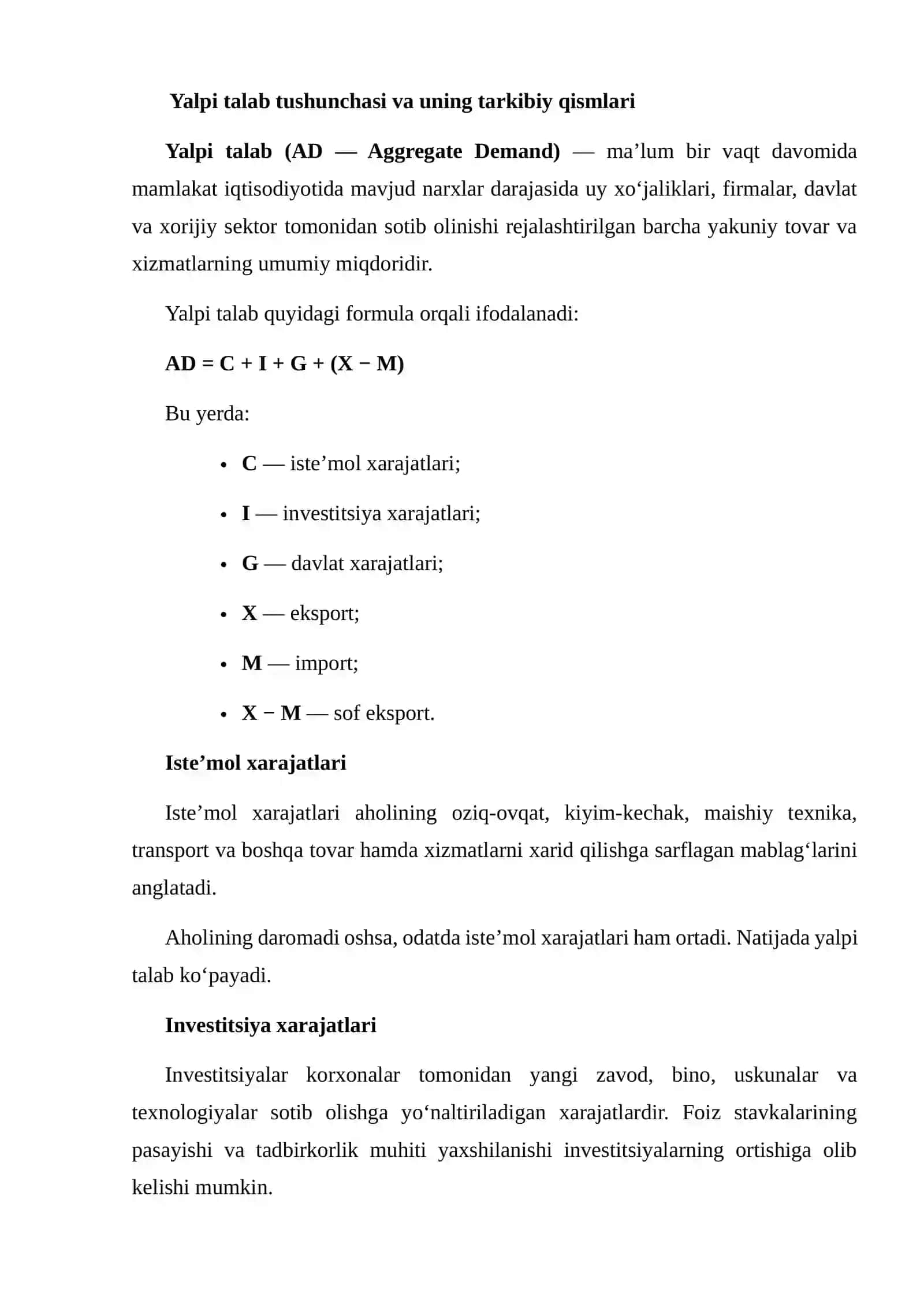 Yalpi talab va yalpi taklif modeli orqali iqtisodiy muvozanatni tushuntirish 3