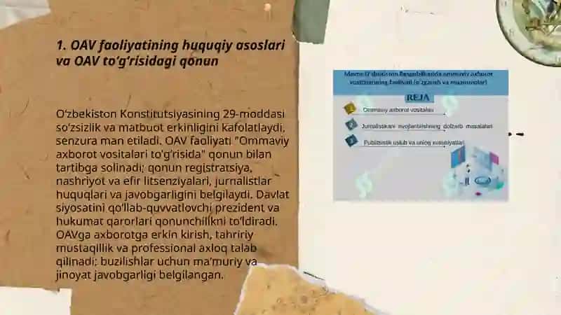 OAV faoliyatining huquqiy asoslari va OAV toʻgʻrisidagi qonun 3