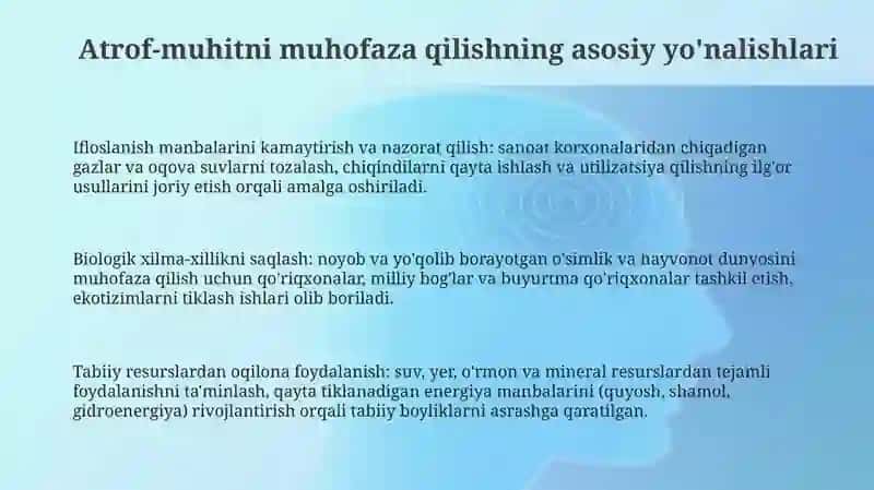 Atrof-muhitni muhofaza qilish va tabiiy resurslardan oqilona foydalanish 3