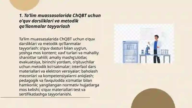 Taʼlim muassasalarining ChQBT boʻyicha oʻquv-moddiy va moddiy texnika taʼminoti 3