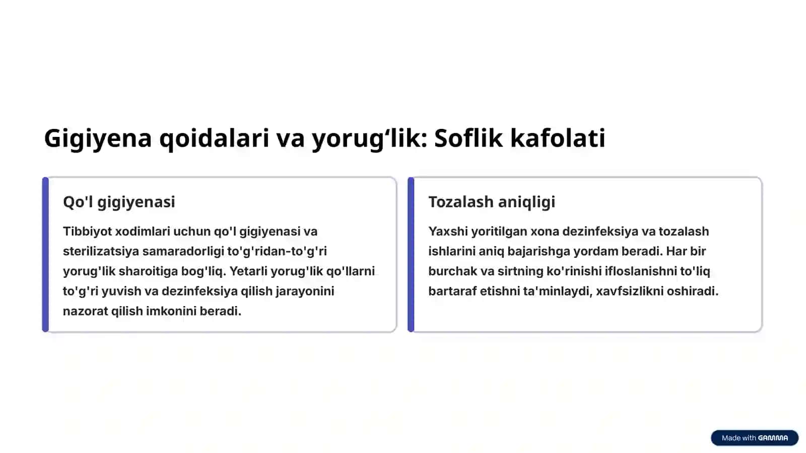 Yorug'lik va bemor xavfsizligi: Infeksiyalar profilaktikasi 3