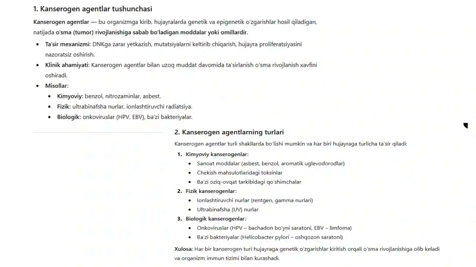 Kanserogen agentlar va ularni hujayra bilan o'zaro ta'siri 3