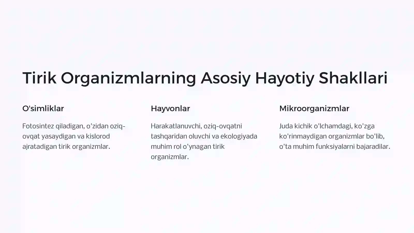 Tirik organizmlarning hayotiy shakllari 3