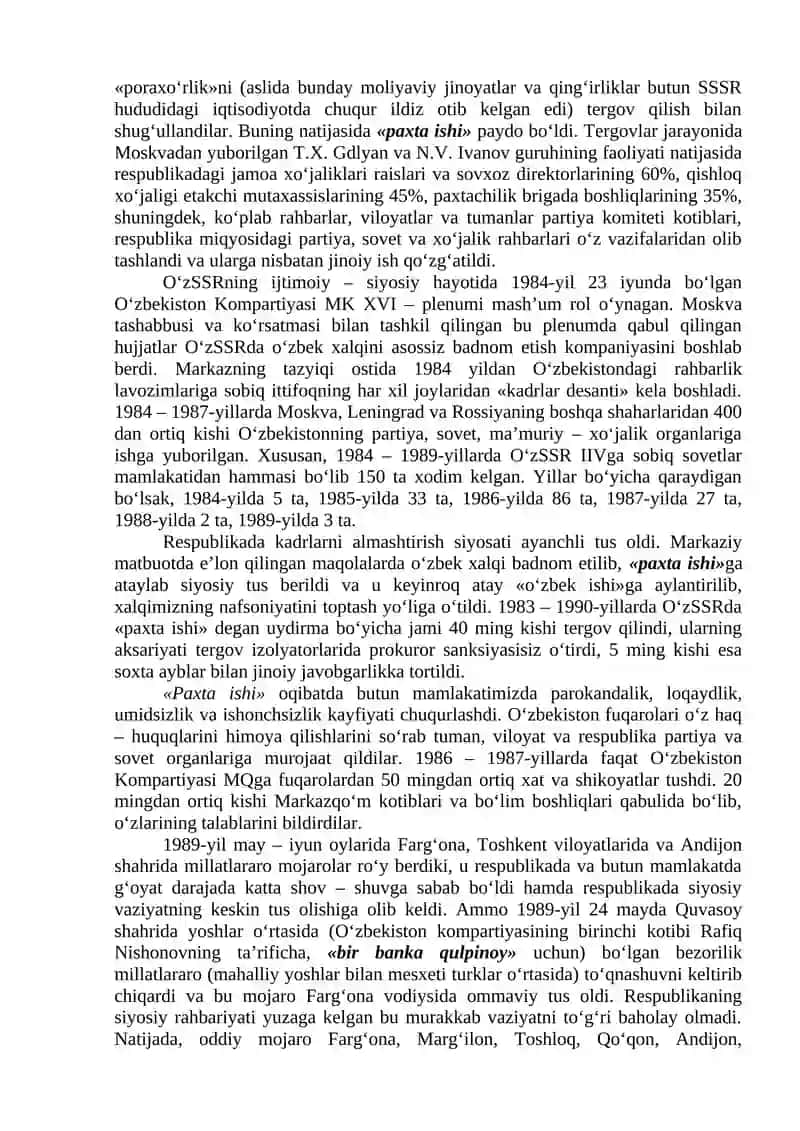 Mustaqillikka erishish arafasida O‘zbekistondagi ijtimoiy-siyosiy jarayonlar 3