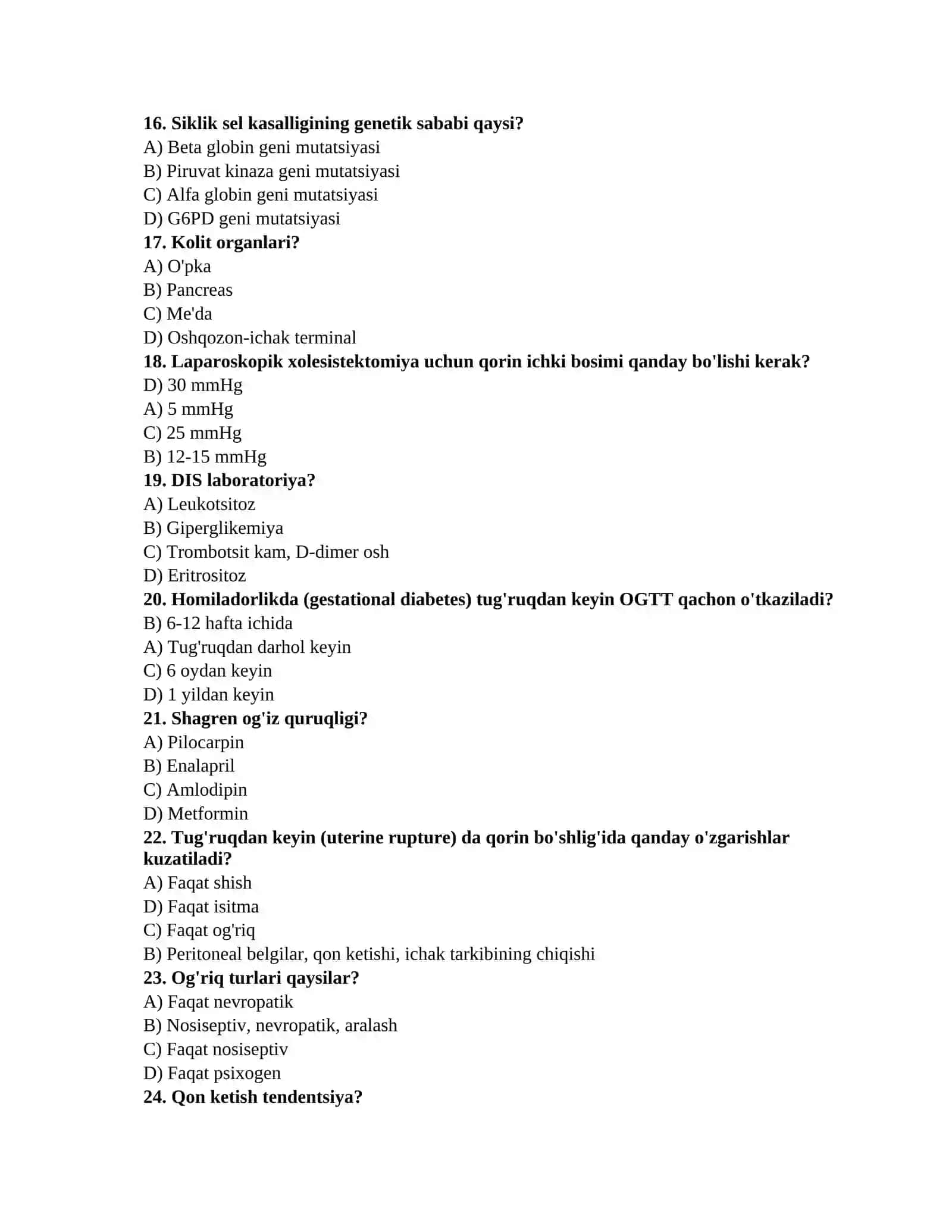Shifokorlar testi 3