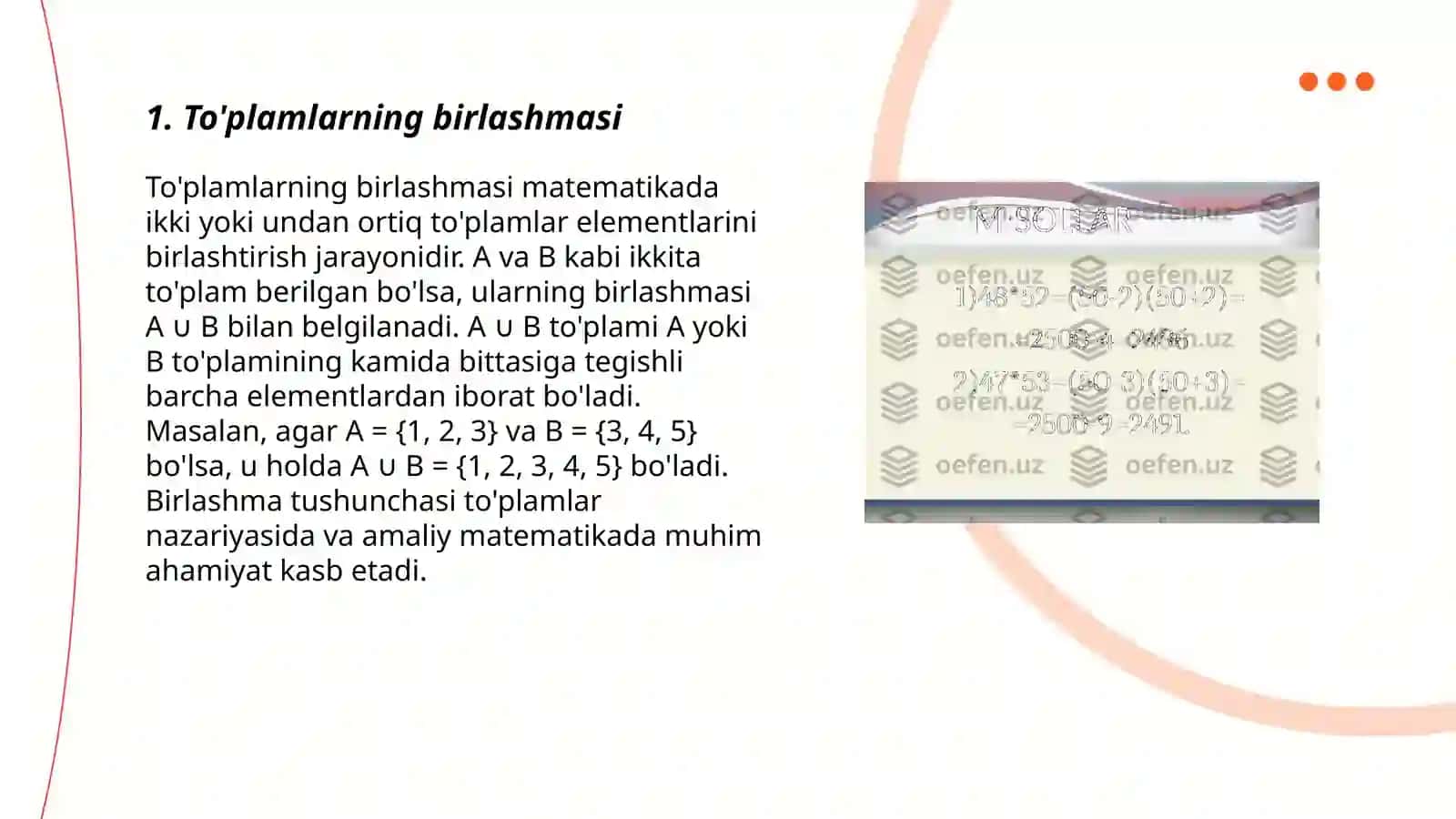 To'plamlarning birlashmasi 3
