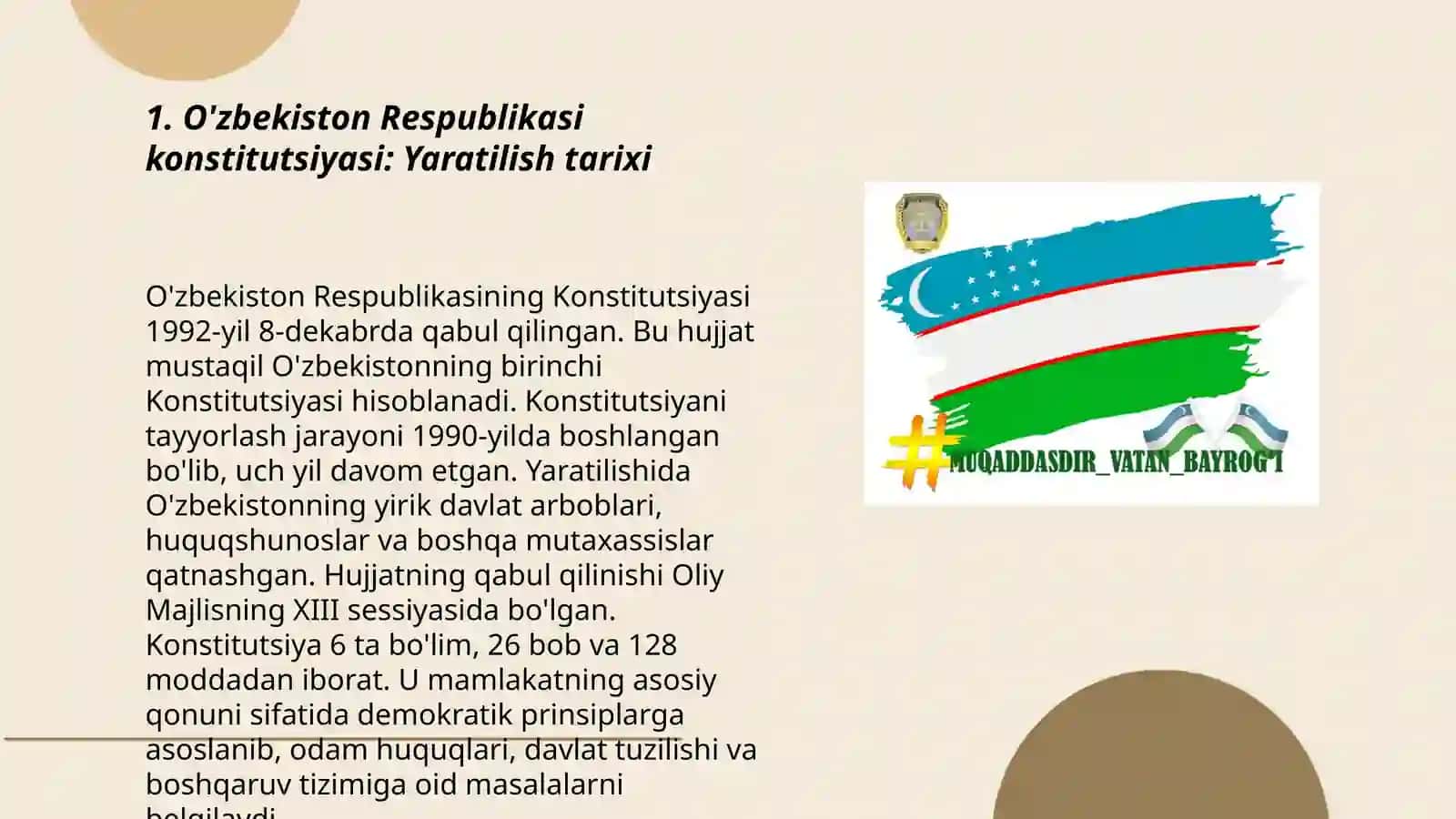 O'zbekiston Respublikasi konstitutsiyasi: Yaratilish tarixi 3