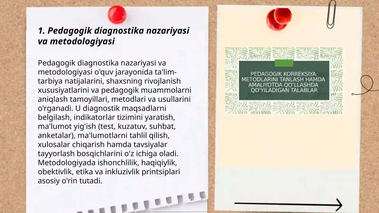 Pedagogik diagnostika va pedagogik korreksiya. Korreksion pedagogika va inklyuziv taʼlim metodlari 3