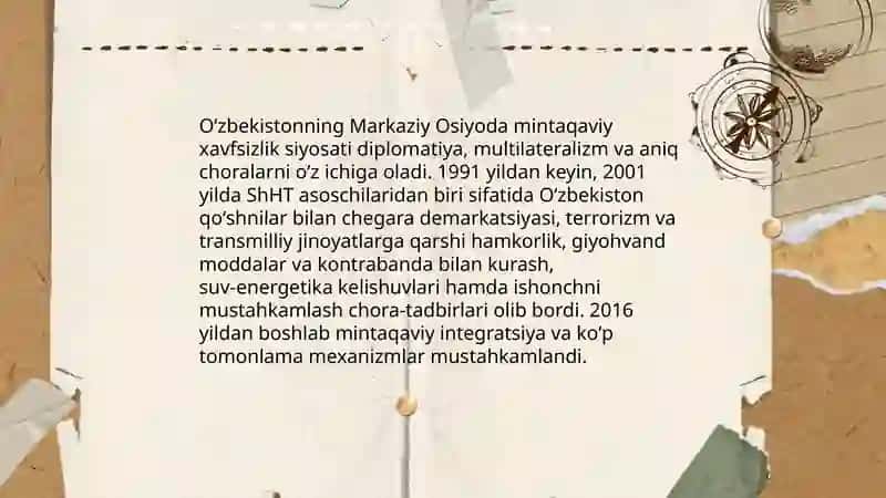 Oʻzbekistonning Markaziy Osiyoda mintaqaviy xavfsizlik siyosati 3