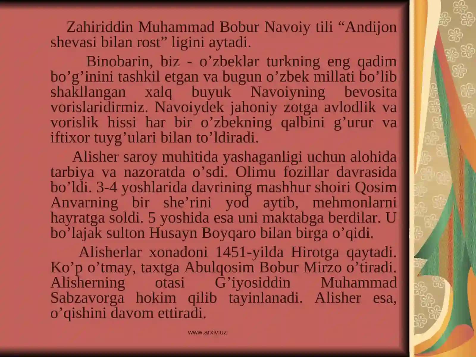 ALISHER NAVOIY SO’ZMULKINING SULTONI 3